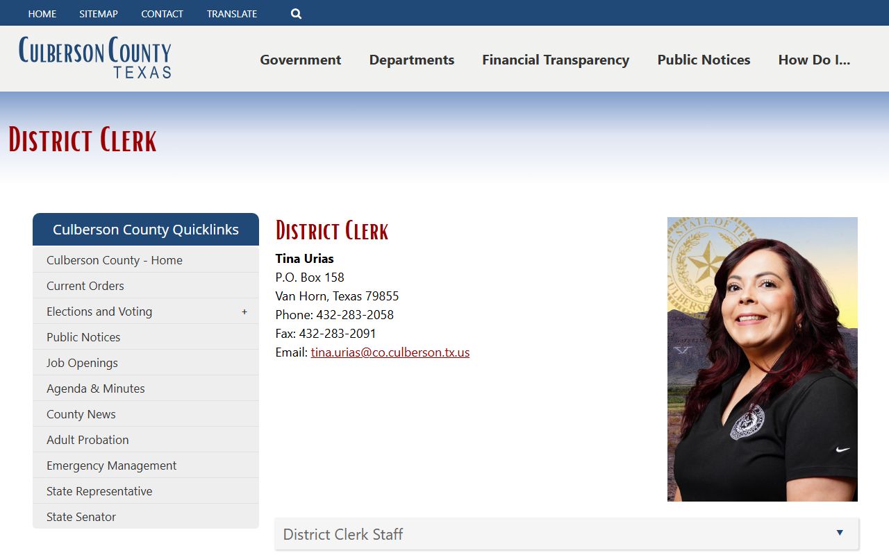 Culberson County court records after arrest district clerk contact page